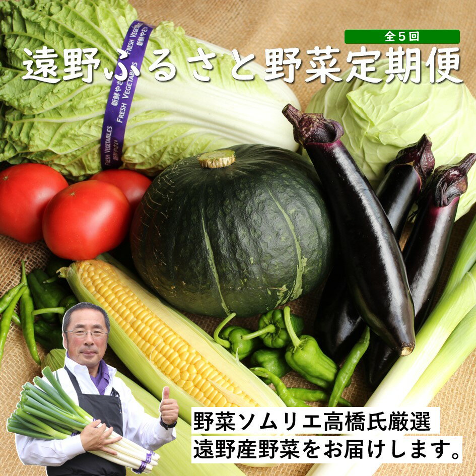 遠野 ふるさと 野菜便 定期便 年5回《 野菜ソムリエ 厳選 》/ 東北 岩手県 遠野市 産 野菜 やさい セット 詰め合わせ 新鮮 お楽しみ 旬 とれたて ふるさと ベジタブル 仕送り 品種 おまかせ アウトドア バーベキュー BBQ 料理 農家 お取り寄せ 送料無料