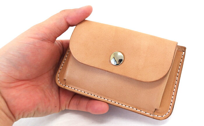【ふるさと納税】 ミニ財布 本革 コンパクトウォレット 色：ナチュラル ／ 財布 コンパクト財布 ウォレット 小さい財布 コンパクト カード収納 小銭入れ レザー製 本革製 レザー シンプル 男性 女性 ベージュ系 可愛い かわいい おすすめ 4358 岩手県 八幡平市 送料無料 サムネイル2