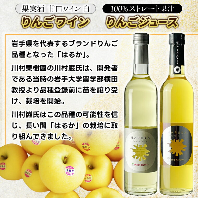 【ふるさと納税】はるか りんごジュース・りんごワイン セット【ジュース 果汁100％ ストレートジュース フルーツジュース ワイン 岩手県 紫波町産 りんご】 (EX003) サムネイル2