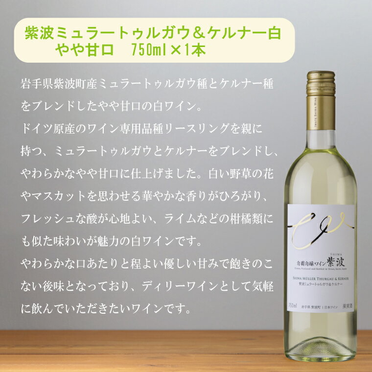 【ふるさと納税】産地限定 ワインぶどう品種使用 紫波ミュラートゥルガウ＆ケルナー[やや甘口] ふるさと納税 紫波町産 テロワール ワイン （AL060-2） サムネイル2