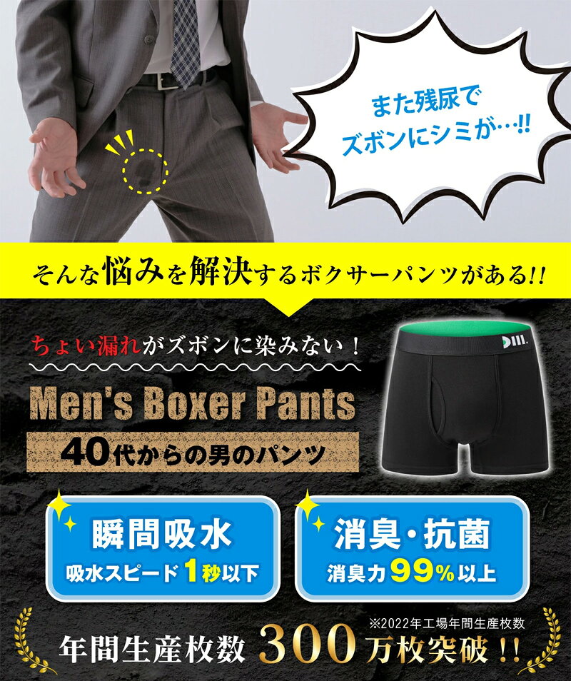 【ふるさと納税】【Dear Mr.】40代からの男のパンツ　尿漏れパンツ 男性用 2枚組 Sサイズ サムネイル3