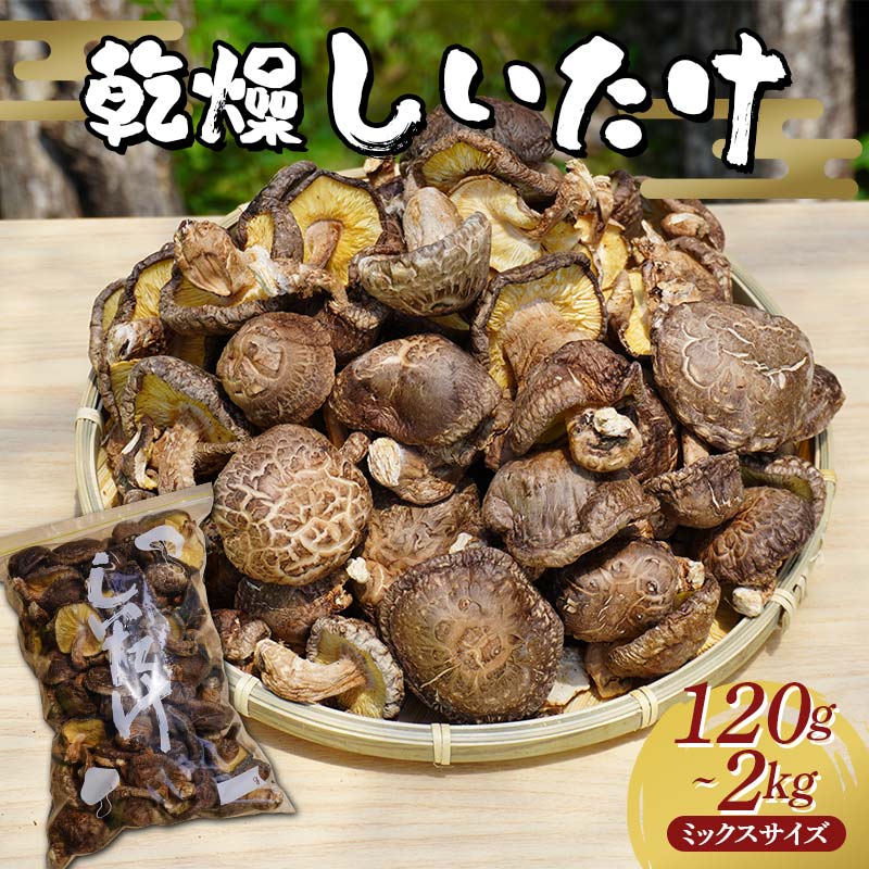 【大容量】乾燥 椎茸 120g 200g 400g 2kg（ミックスサイズ）岩手県 山田町 三陸山田 岩手三陸産 椎茸 乾燥しいたけ しいたけ 乾燥シイタケ シイタケ 乾しいたけ 原木 野菜 きのこ YD-676var