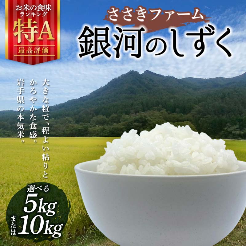 三陸山田産 銀河のしずく 5kg 10kg 令和7年産 ささきファーム 岩手県 三陸山田 山田町 米 お米 白米 精米 農産品 農家 YD-944var