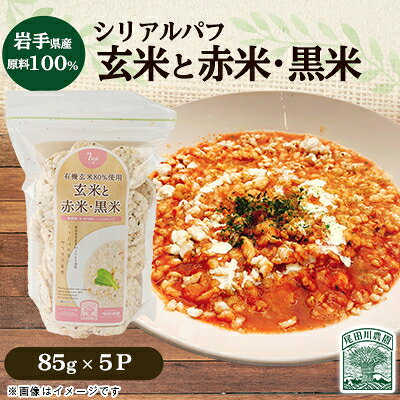 岩手県産玄米80%使用 玄米と赤米・黒米85g(5パック)【岩手県産】 雑穀 シリアル 尾田川農園【配送不可地域：離島・沖縄県】【1673793】