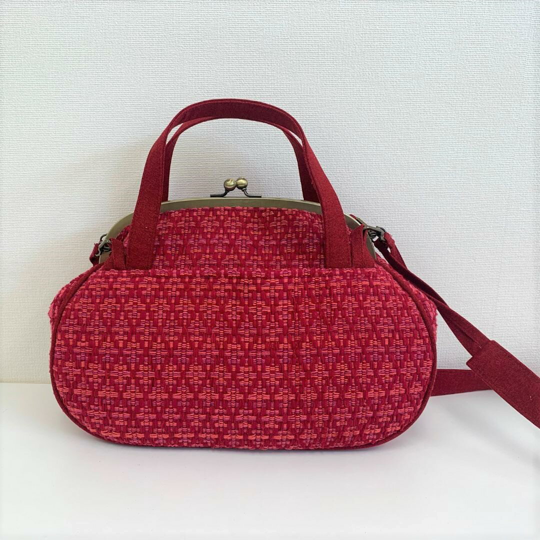 【ふるさと納税】裂き織り　がま口タイプのショルダーバッグ サムネイル2