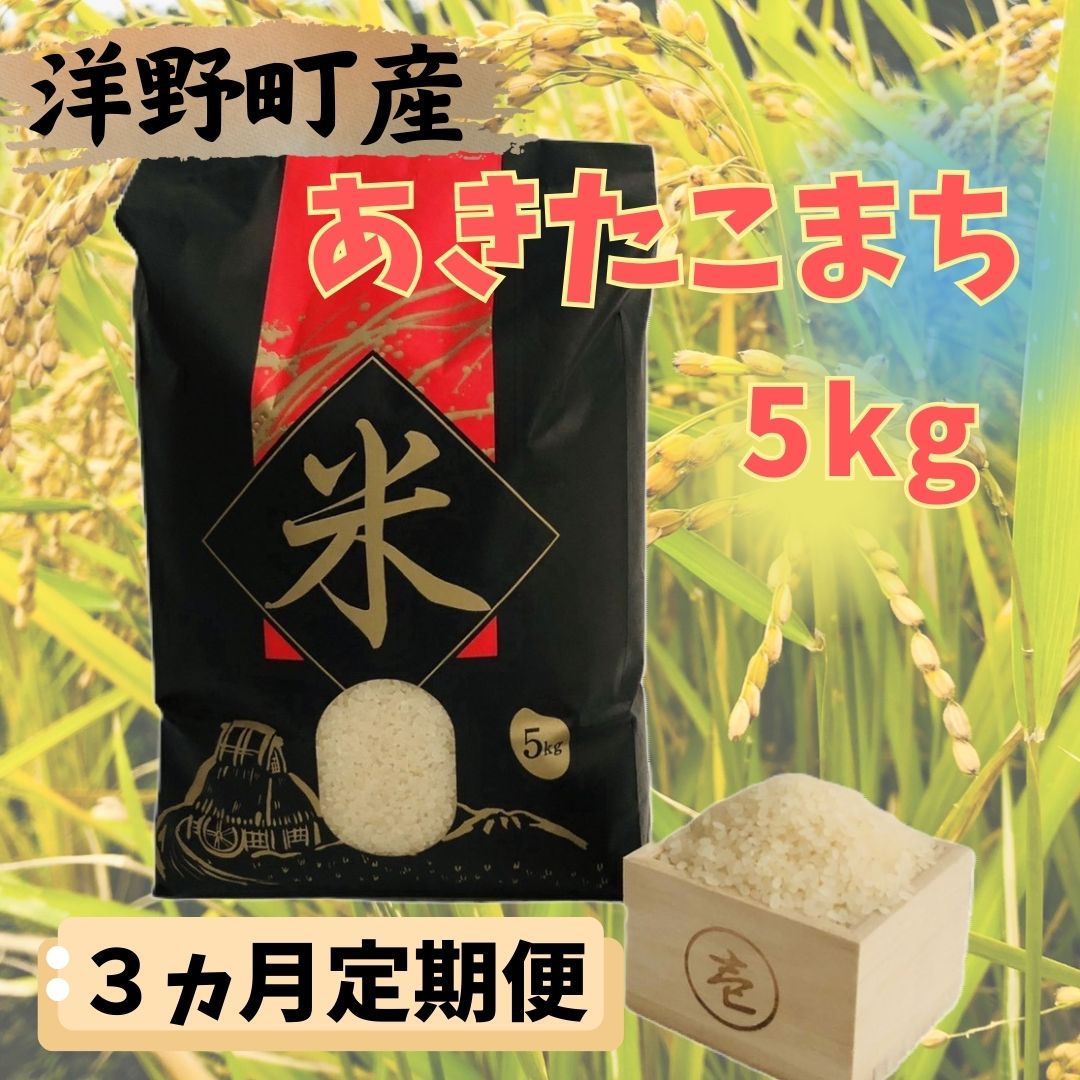 【3ヵ月定期便】令和7年産洋野町産あきたこまち5kg×3回
