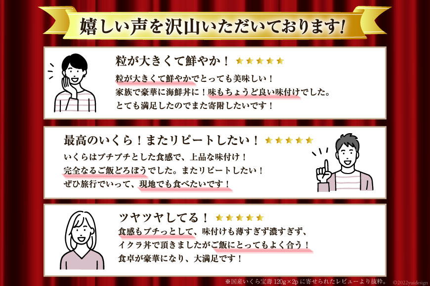 【ふるさと納税】 【TVで紹介！】最高級3特 国産 味付 いくら 宝壽 醤油漬 【 内容量が選べる】 [かわむら家 宮城県 気仙沼市] イクラ 海鮮 魚介類 醤油漬け 鮭いくら 小分け 120g 240g 360g 500g 1kg - 画像3