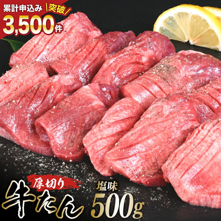 厚切り牛タン 塩味 500g [亀山精肉店 宮城県 気仙沼市 20565156] 精肉 肉 牛肉 牛たん 牛タン ぎゅうたん タン タン塩 厚切り 味付き 冷凍 焼肉 焼き肉 BBQ アウトドア