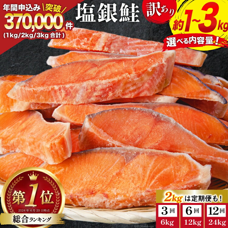 【ふるさと納税】訳あり 銀鮭 切身 【内容量が選べる】 [宮城東洋 宮城県 気仙沼市 20564665] 鮭 魚介類 海鮮 訳アリ 規格外 不揃い さけ サケ 鮭切身 シャケ 切り身 冷凍 家庭用 おかず 弁当 支援 サーモン 銀鮭切り身 魚 わけあり 1kg 2kg 3kg 定期便