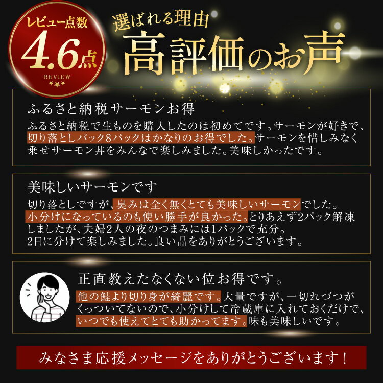 【ふるさと納税】 訳あり サーモン 切り落とし おさしみ用 【選べる内容量】500g/1kg/2kg/4kg/6kg 個包装 125g [足利本店 宮城県 気仙沼市 20565700] 定期 定期便 魚 魚介類 鮭 お刺し身 刺し身 刺身 生 生食 個包装 チリ銀鮭 銀鮭 海鮮 海鮮丼 魚介 - 画像2