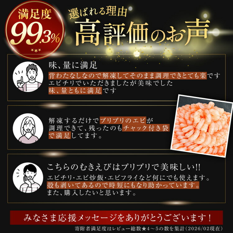 【ふるさと納税】 たっぷり 大粒 むきえび 【選べる内容量】 800g / 1.6kg (800g×2p) 背わた処理済み [カネダイ 宮城県 気仙沼市 20566088] えび 冷凍 剥き海老 むきエビ 海鮮 業務用 バラ凍結 剥きえび むき海老 魚介 魚介類 エビ 海老 小分け むき身 バナメイ - 画像2