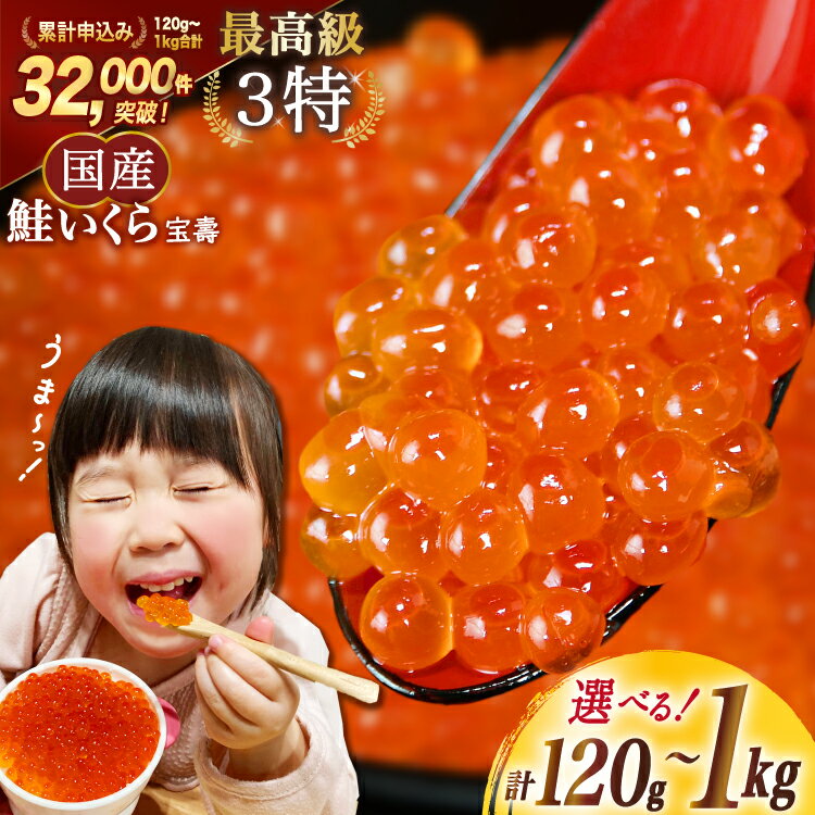 【TVで紹介！】最高級3特 国産 味付 いくら 宝壽 醤油漬 【 内容量が選べる】 [かわむら家 宮城県 気仙沼市] イクラ 海鮮 魚介類 醤油漬け 鮭いくら 小分け 120g 240g 360g 500g 1kg