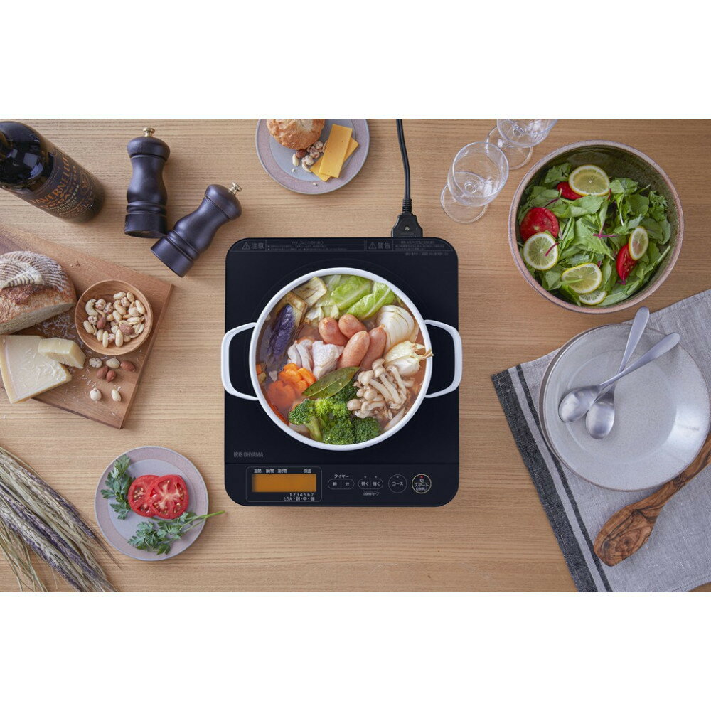 【ふるさと納税】 IHコンロ 液晶付き アイリスオーヤマ 1400W ブラック 卓上 IHコンロ 1口IHコンロ 調理家電 クッキングヒーター パネル付 焼く 温める 炒める 煮る 茹でる ギフト プレゼント お祝い 贈り物 新生活 おすすめ 人気 アイリス IHC-T71-B - 画像3