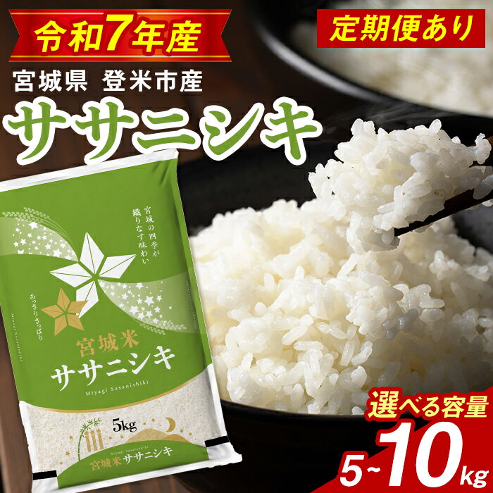 【最短14営業日以内に発送予定】≪令和7年産≫ ササニシキ 精米 5〜10kg ＜定期便も可！＞ 登米市産 お米 おこめ 米 コメ 白米 ささにしき ご飯 ごはん おにぎり お弁当 5kg 10kg 定期便 頒布会 【登米ライスサービス株式会社】tm149