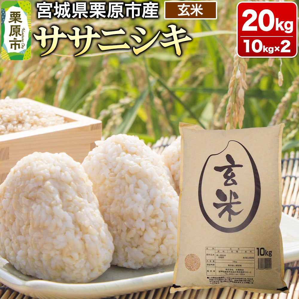 【令和7年産・玄米】宮城県産 ササニシキ 20kg (10kg×2袋)