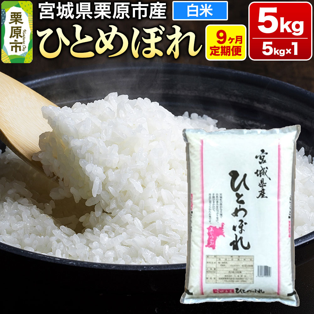 《定期便9ヶ月》【令和7年産・白米】宮城県栗原産 ひとめぼれ 毎月5kg (5kg×1袋)×9ヶ月