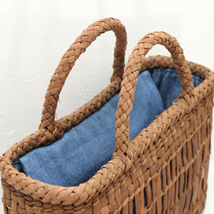 【ふるさと納税】山葡萄かごバッグL《天然藍染の内袋付》 サムネイル2