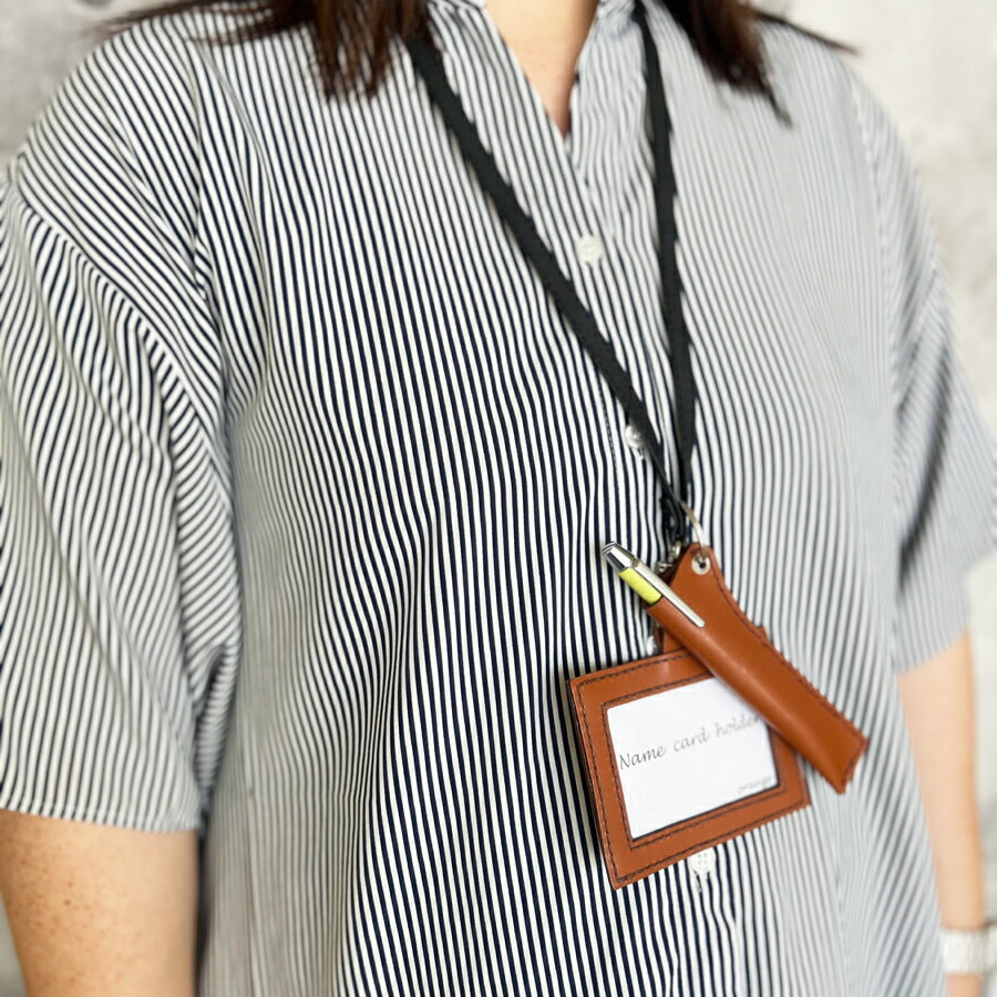 【ふるさと納税】レザー3点セット ブラウン (ネームフォルダー、ペンフォルダー、カードケース)｜名刺入れ 文房用品 事務用品 ビジネス 手作り [0355] サムネイル3