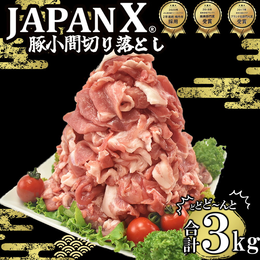 【ふるさと納税】 豚肉 小分け 豚こま 切り落し JAPAN X 豚小間切り落とし 3kg ぶたにく ブランド豚 切落し 薄切り 送料無料 肉 グルメ 人気 冷凍 真空 時短 国産 宮城県産【04301-0067】 ふるさと納税宮城県 ふるさと納税蔵王町 サムネイル3