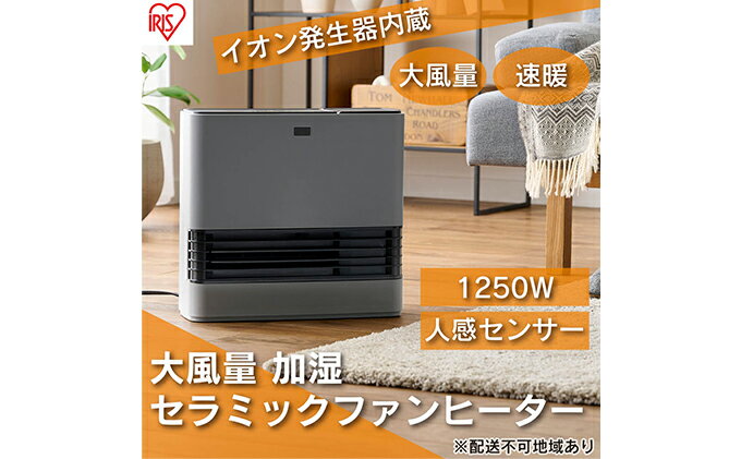 【ふるさと納税】ヒーター セラミックファンヒーター 加湿器 ACHHM12A-H グレー アイリスオーヤマ 小型 足元 暖房 セラミック ヒーター 節電 トイレ コンパクト 小型 軽量 キッチン 勉強 脱衣所 サムネイル2