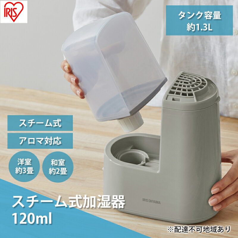 【ふるさと納税】スチーム式加湿器 120ml AHM-H12B-H グレー スチーム式 加湿器 卓上 加湿 アロマ 卓上加湿器 加湿機 小型 湿度 コンパクト スチーム シンプル アイリスオーヤマ サムネイル2