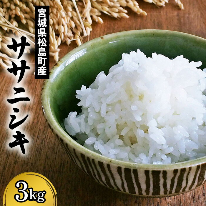 宮城県松島町産ササニシキ 3kg ／ ササニシキ 米 白米 3kg 特別栽培米 減農薬 あっさり 食感 さっぱり 粘り控えめ 粒立ち 和食 お弁当 送料無料 宮城県 No.123