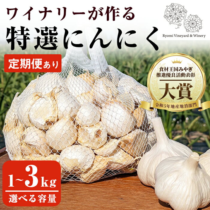 ワイナリーが作る特選にんにく 1〜3kg ＜定期便も可！＞ バラ 選べる容量 にんにく ニンニク ガーリック 了美ホワイト 六片種 ばら ホワイト六片 おつまみ ワイン 健康 料理 産地直送 宮城県 大和町 頒布会【了美ワイナリー】ta350・ta426・ta614・ta615