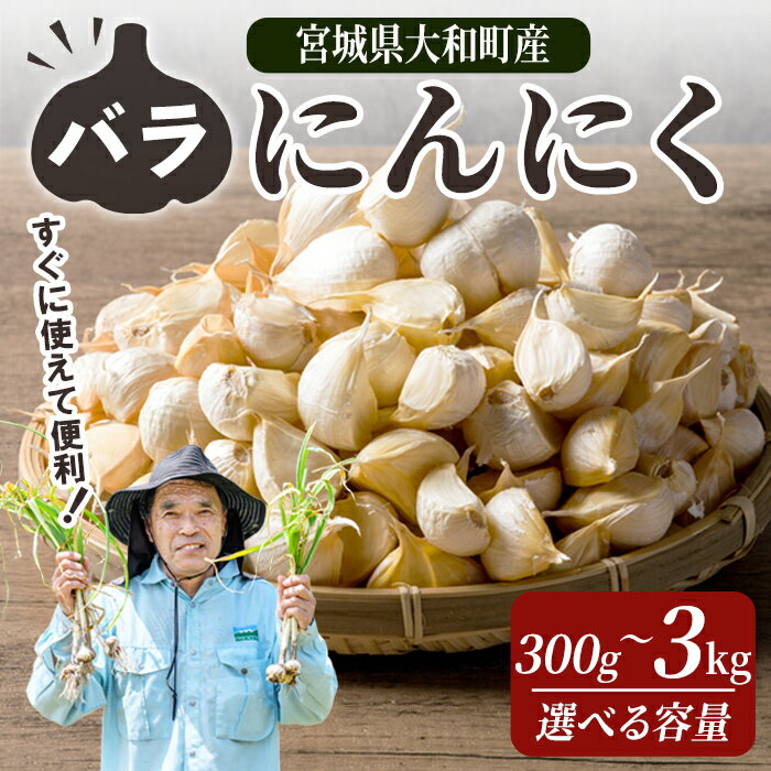 特選バラにんにく 300g〜3kg 選べる容量 にんにく ニンニク ガーリック 六片種 ばら ホワイト おつまみ 健康 食品 料理 産地直送 宮城県 大和町【株式会社ファーム沢渡】ta500・ta501・ta593