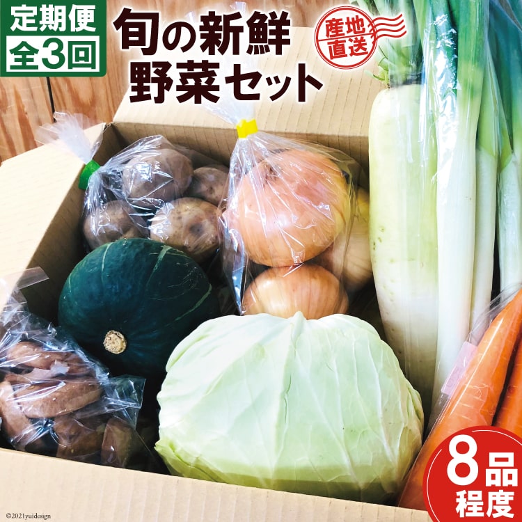 【3回 定期便】産地直送！旬の新鮮野菜セット（8品程度） [やくらい土産センター 宮城県 加美町 44581300] 野菜 季節野菜 旬野菜 詰合せ セット