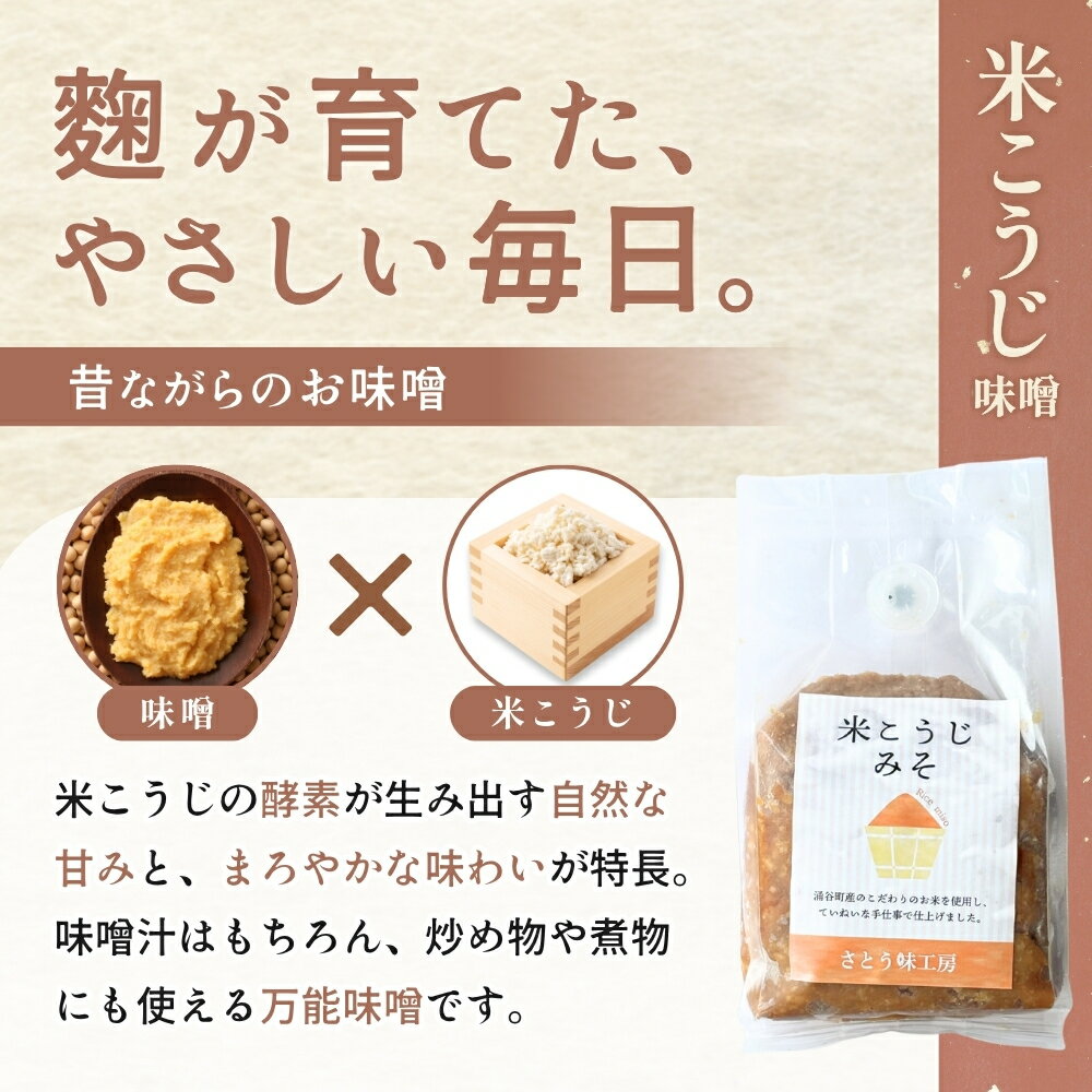 【ふるさと納税】健康みそセット（米こうじみそ・青パパイヤみそ・菊芋みそ・金のいぶき玄米みそ）/ 味噌 米麹 玄米 味噌汁 朝ごはん 菊芋 青パパイヤ 涌谷町 宮城県 東北 和食 サムネイル2