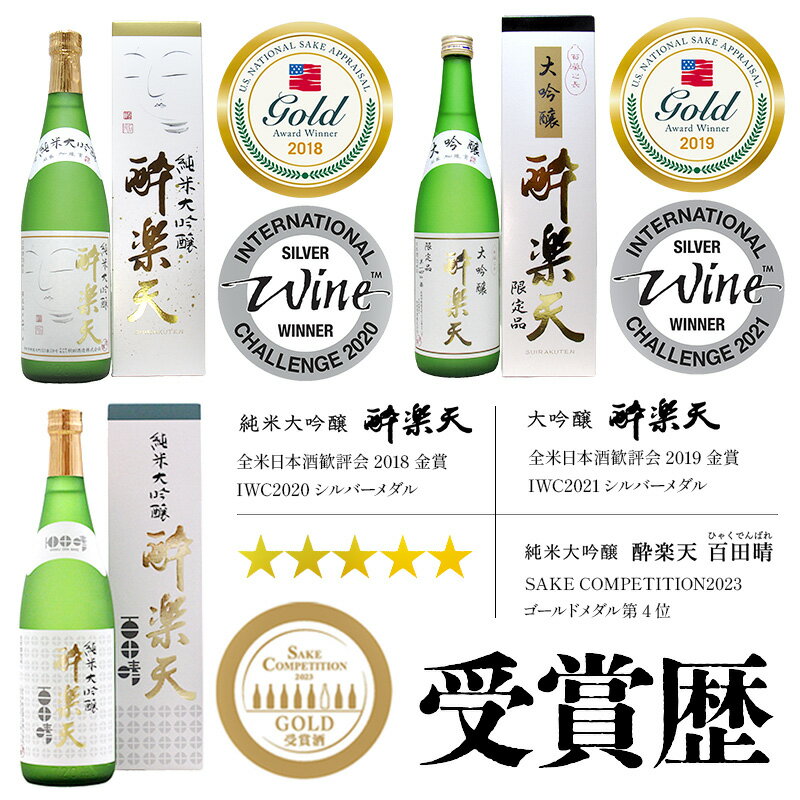 【ふるさと納税】新 酔楽天 飲み比べセット 720ml×3本 大吟醸 純米大吟醸 百田晴 秋田酒造 日本酒 地酒 サムネイル2