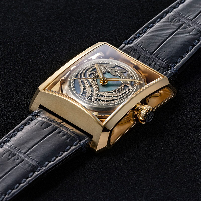 【ふるさと納税】【ミナセ×JIKODO×秋田銀線細工】秋田県産高級腕時計 「サキホコル」シリーズ「稲鳳（いなほ）」（1）K18モデル VM03-LGI181-KJ サムネイル2