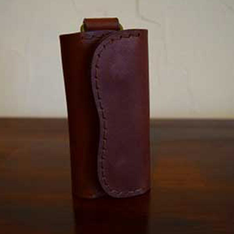 【ふるさと納税】高級牛革 手縫い キーケース (チャ) 革細工工房ROVER（ローバー） 牛革 革 レザー サムネイル3