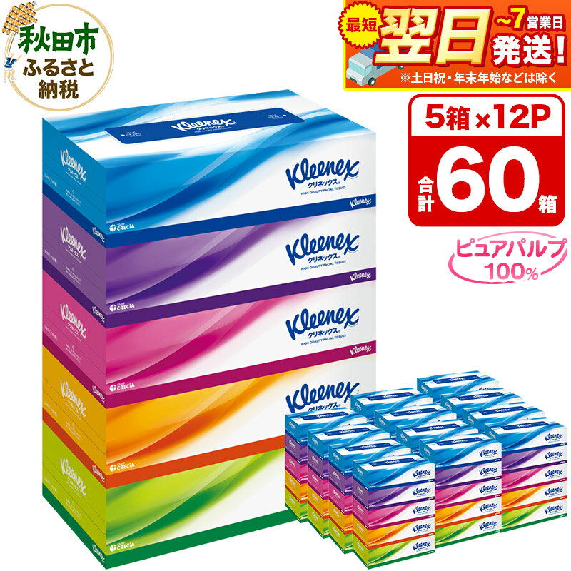 ティッシュ クリネックス ティシュー 5箱×12パック 日用品 最短翌日発送