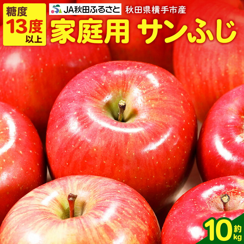 秋田県横手市産 糖度13度以上 りんご「サンふじ」家庭用 約10kg