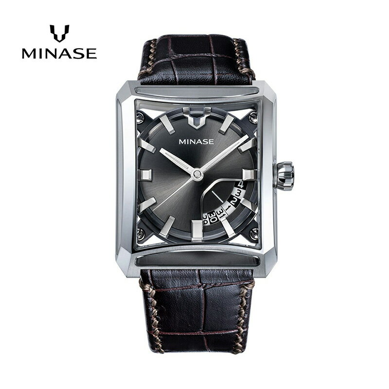 MINASE時計 SEVEN WINDOWS クロコレザータイプ（VM15-LDBNGY-SSD）【協和精工株式会社】[F11918]