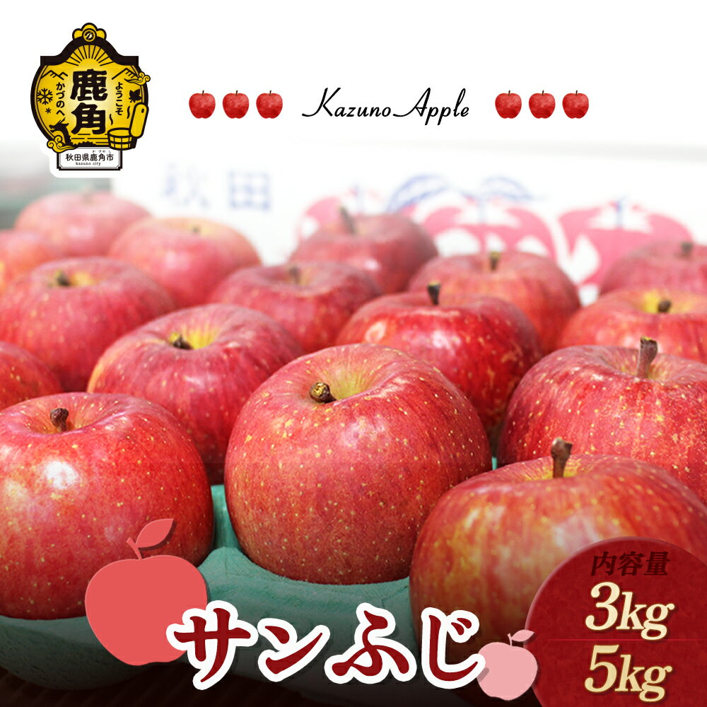 《 先行予約 》 りんご 鹿角りんご「 サンふじ 」 選べる 3kg ／ 5kg リンゴ 林檎 贈答用 みずみずしい 果汁 リンゴ 完熟 蜜入り 旬 県産りんご お中元 お歳暮 贈り物 お見舞い グルメ ギフト 故郷 秋田県鹿角市産 送料無料 【佐藤秀果園】