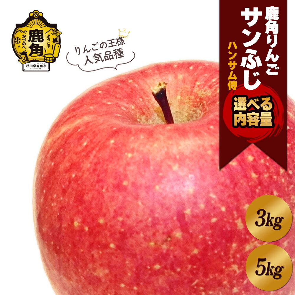 《 先行予約 》 ハンサム侍 りんご 秀品 「 サンふじ 」 3kg / 5kg リンゴ 林檎 フルーツ グルメ ギフト 故郷 秋田 あきた 鹿角市 鹿角 送料無料 【ハンサム侍】