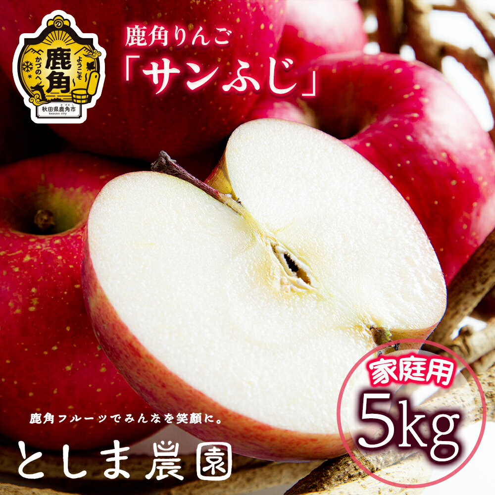 《 先行予約 》 訳あり 鹿角 りんご サンふじ 家庭用 約 5kg ( 12～23玉 ) リンゴ 完熟 旬 県産りんご 林檎 お中元 お歳暮 贈り物 お見舞い グルメ ギフト 故郷 秋田 あきた 鹿角市 鹿角 送料無料 【としま農園】