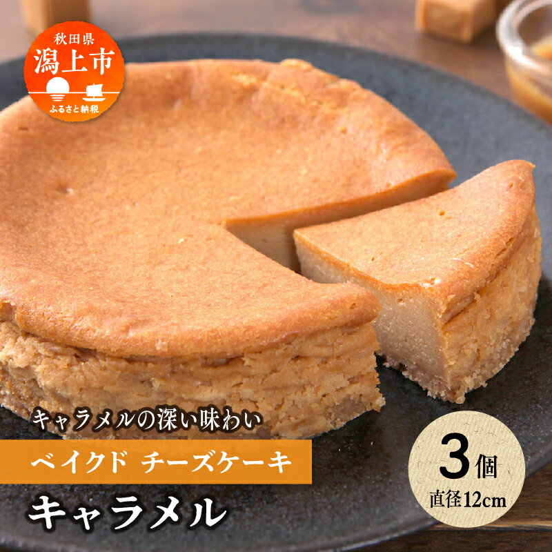 キャラメル ベイクドチーズケーキ 3個 セット 洋菓子 お菓子 ケーキ チーズケーキ チーズ 詰め合わせ 冷蔵 冷凍 ご当地 グルメ バレンタイン ホワイトデー 遅れてごめんね お取り寄せ 個包装 秋田 潟上市 訳あり 【つくし苑】