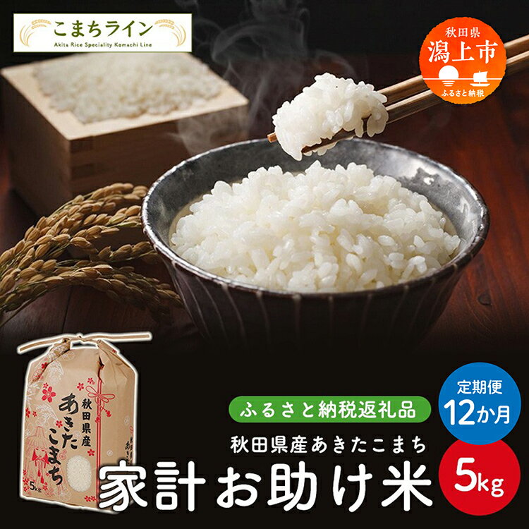 《 定期便 》《令和7年産》 家計お助け米 あきたこまち 5kg × 12ヶ月 1年 米 一等米 返礼品 こめ コメ 人気 おすすめ 5キロ 人気 おすすめ グルメ 故郷 ふるさと 納税 秋田 潟上市 一人暮らし 【こまちライン】