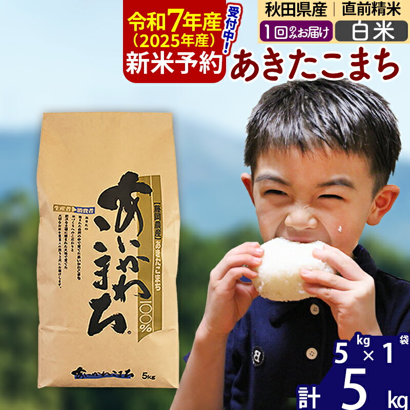 ※令和7年産 新米予約※秋田県産 あきたこまち 5kg【白米】(5kg小分け袋) 【1回のみお届け】2025年産 お米 藤岡農産