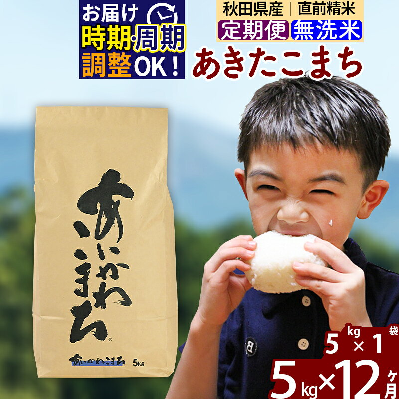 ※令和7年産※《定期便12ヶ月》秋田県産 あきたこまち 5kg【無洗米】(5kg小分け袋) 2025年産 お届け時期選べる お届け周期調整可能 隔月に調整OK お米 藤岡農産