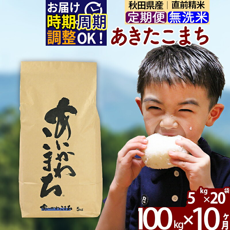 ※令和7年産※《定期便10ヶ月》秋田県産 あきたこまち 100kg【無洗米】(5kg小分け袋) 2025年産 お届け時期選べる お届け周期調整可能 隔月に調整OK お米 藤岡農産 [藤岡農産 秋田 お米 あきたこまち 米どころ 東北]
