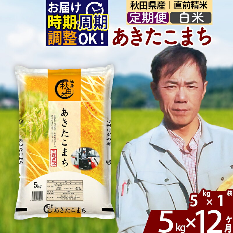 ※令和7年産※《定期便12ヶ月》秋田県産 あきたこまち 5kg【白米】(5kg小分け袋) 2025年産 お届け時期選べる お届け周期調整可能 隔月に調整OK お米 みそらファーム