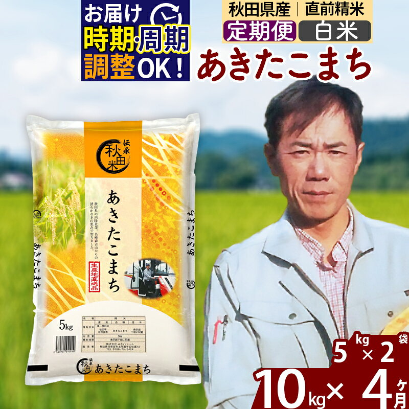 ※令和7年産※《定期便4ヶ月》秋田県産 あきたこまち 10kg【白米】(5kg小分け袋) 2025年産 お届け時期選べる お届け周期調整可能 隔月に調整OK お米 みそらファーム