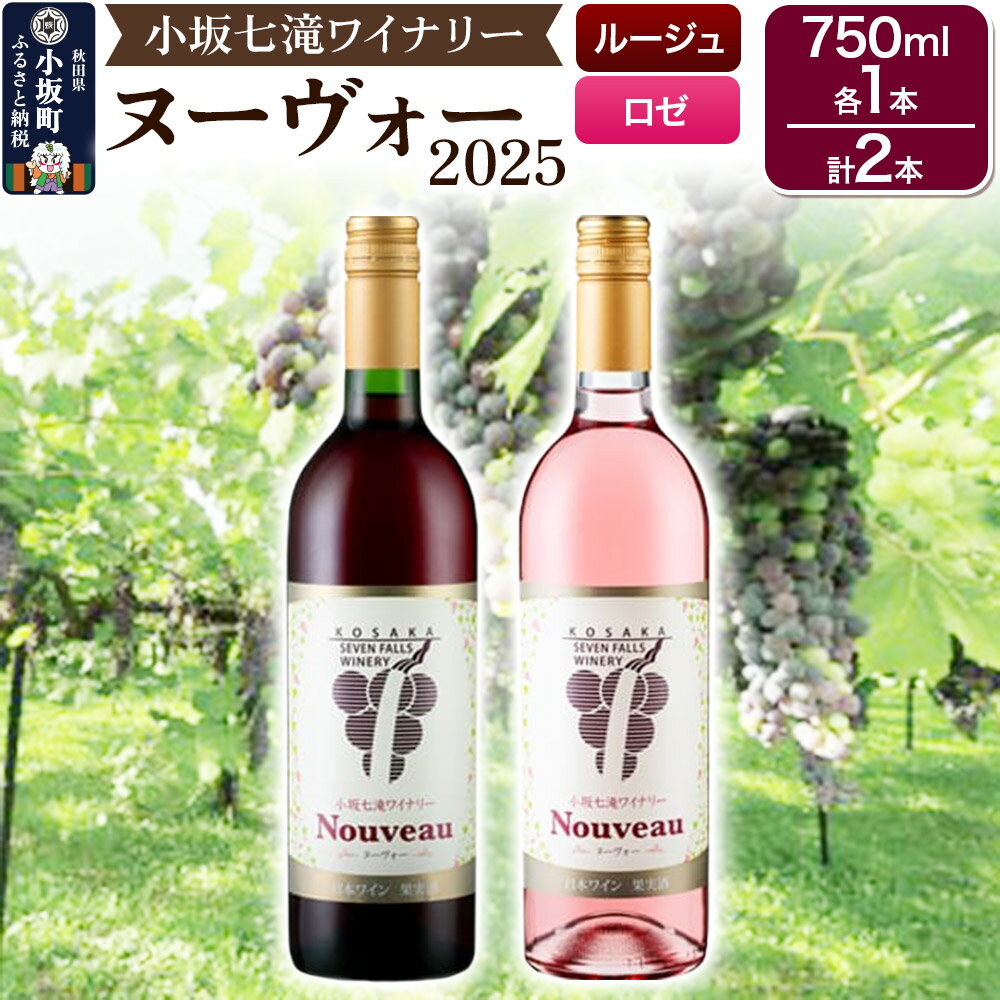 ワイン 小坂七滝ワイナリー ヌーヴォー2025 2本セット （ルージュ・ロゼ 750ml×各1本）