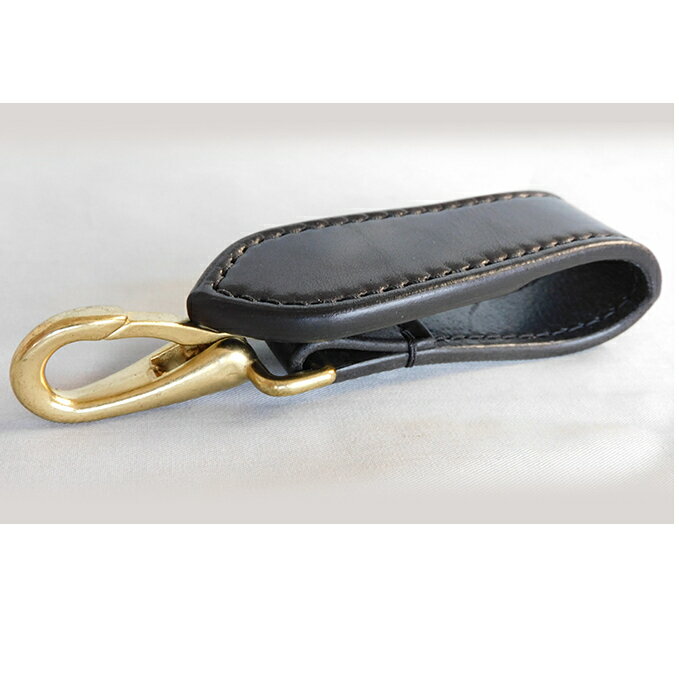 フック付きキーホルダー（ブラック）145×35×20mm【キャッスルファイブレザーアート】 ファッション小物 牛革