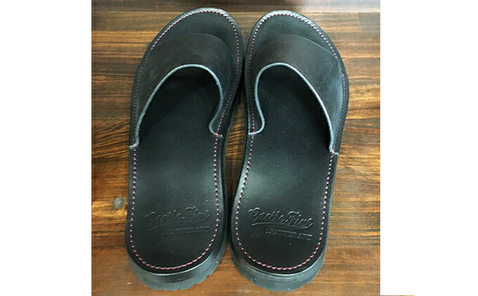 【ふるさと納税】レザーサンダル（ブラック）サイズ7（25～25.5cm）【キャッスルファイブレザーアート】 ファッション 靴 シューズ 牛革 サムネイル3