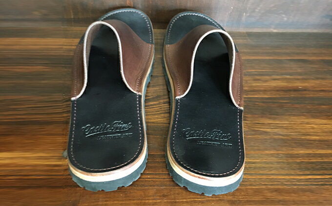 【ふるさと納税】レザーサンダル（ブラウン×ブラック）サイズ7（25～25.5cm）【キャッスルファイブレザーアート】 ファッション 靴 シューズ 牛革 サムネイル3